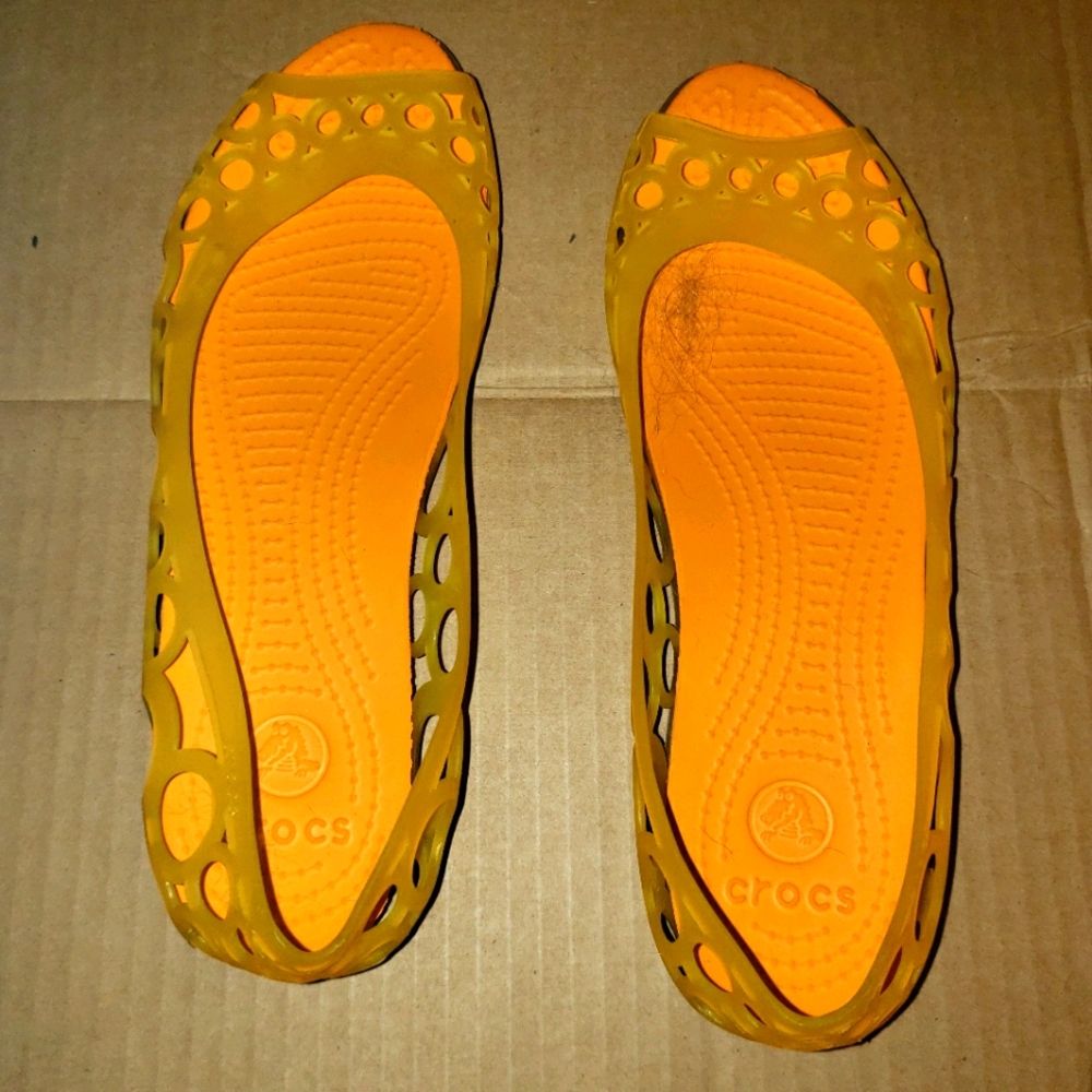 Crocs jelly peep toe sandal yellow 9
